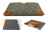 MacBook AIR *ALL MODELS* grey felt case sleeve WITH LEATHER
