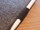 iPad / iPad AIR / iPad MINI grey felt case sleeve with large premium LEATHER POCKET